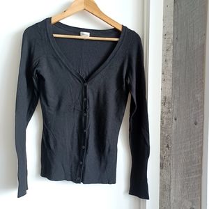 Black button down vneck cardigan